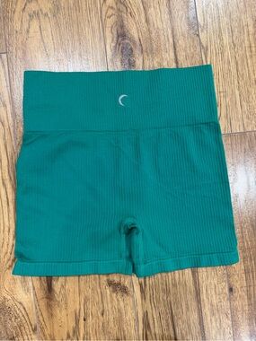 ZYIA Active High-Waist Ribbed Hustle Shorts - Teal Green Workout Weights M